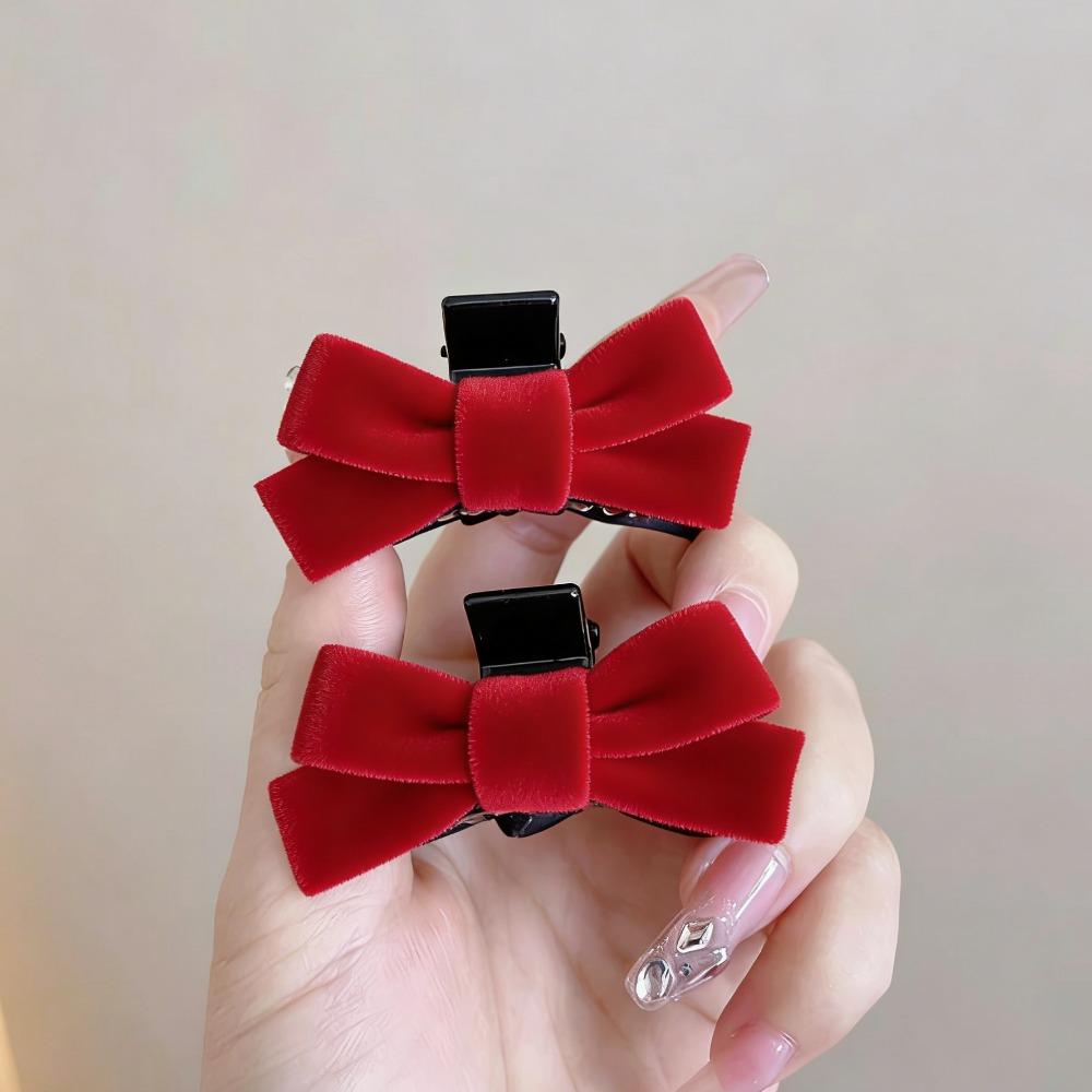 

Girls Fashion Color Short Bow Hair Clips, Vintage Metal Soft Classic Tail Hairpins Hair Accessories красный