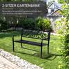 Metal Garden Bench with Floral Backrest and Armrests - Black