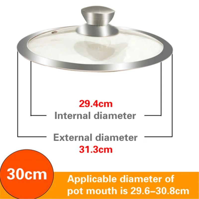 Edelstahl 16-32cm verdickter breiter Rand Perspektiven-Topfdeckel Glasdeckel für Haushalt Universal explosionsgeschützter Topfdeckel