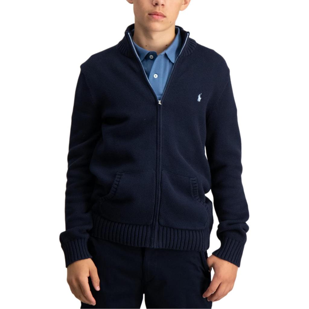 Polo Ralph Lauren Sweater FW24 Solid Color Logo Embroidered Half High Neck Zipper Long Sleeve Knit Kids sweaters Deep-Blue CWPOSWEY6820537-410