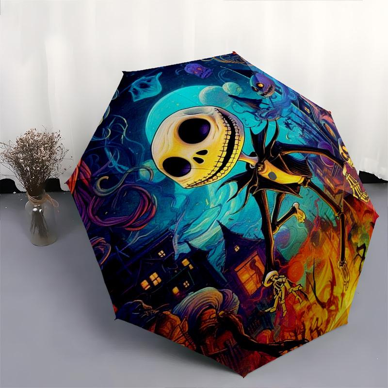 Albtraum vor Weihnachten, Jack Skellington Motiv, Automatisches Öffnen und Schließen, Helles 8-Speichen, Tragbarer Schirm, Geeignet für Männer