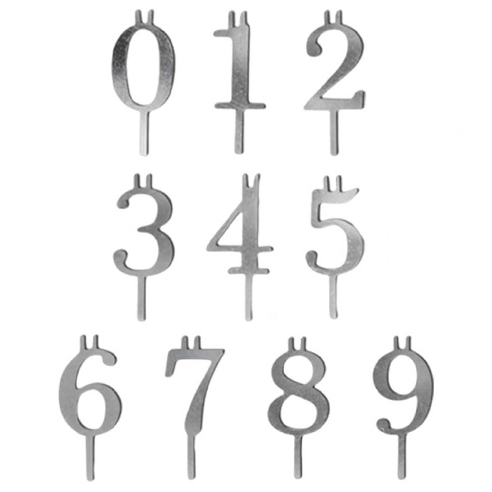 Reusable Numeral Birthday Candle Holder Set Number 0-9 Numeral Birthday Candles Metal for Anniversary Wedding Party Celebration