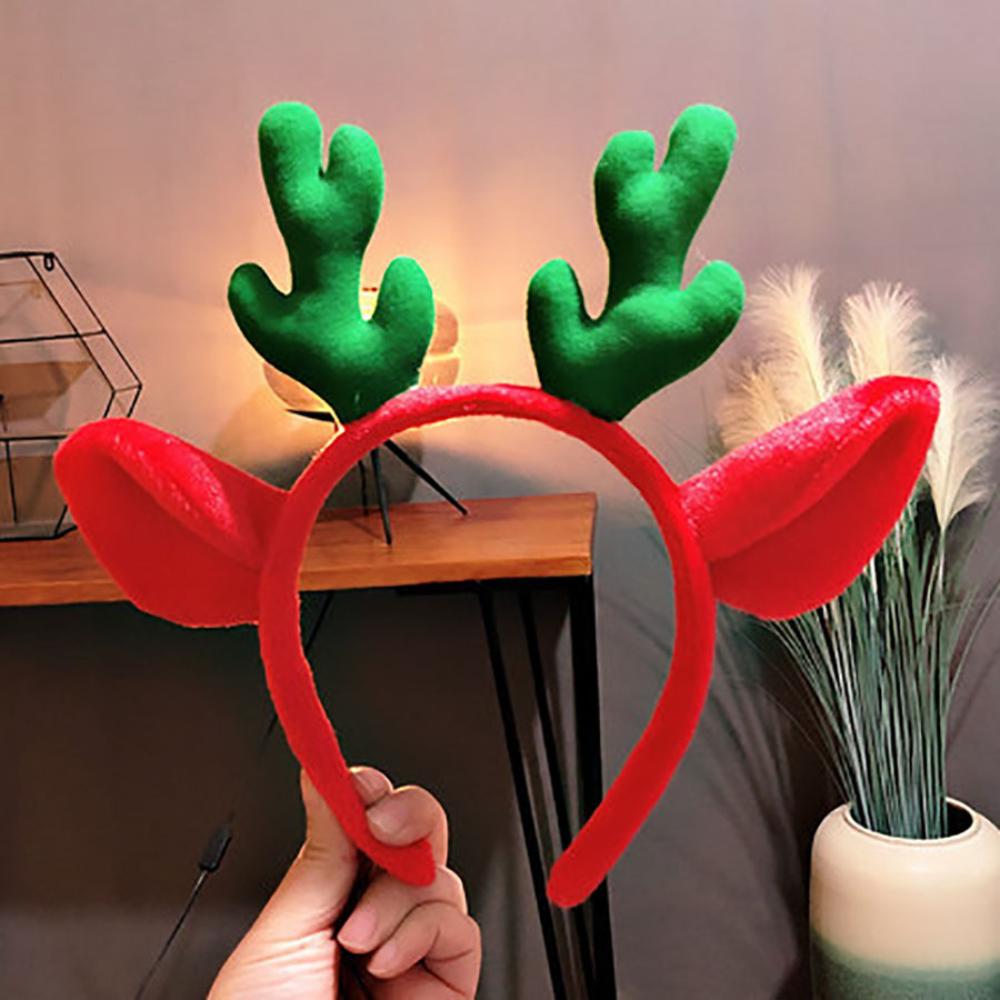 Green Plush Headband Christmas Hat Accessory With Red Heart Pattern Fun And Novelty Costume Accessory Christmas Party Accessory