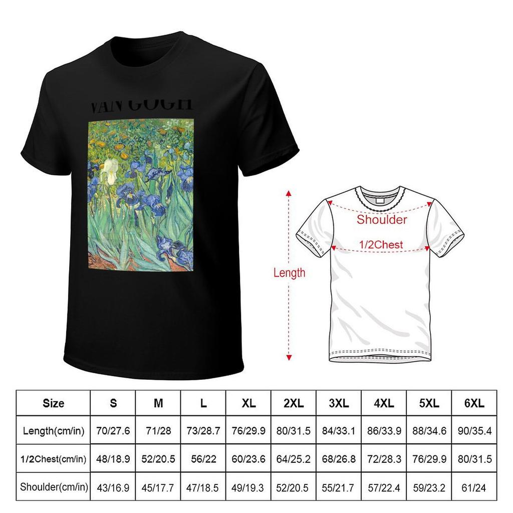 Van Gogh Irises TShirt rapper graphic tees new gifts and tshirts anime figures blue lock cotton t shirt men