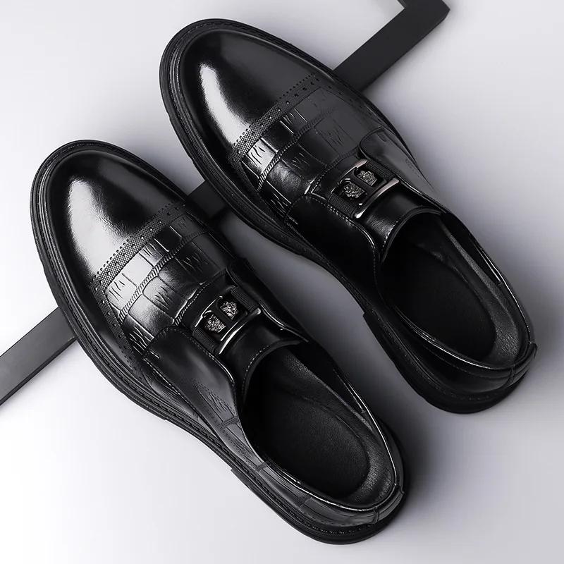 Chaussures Mode Homme Cuir Original Nouveau Affaires Formel Décontracté Cuir Homme Chaussures Habillées Chaussure Plateforme de Luxe Homme Zapatos Casuales
