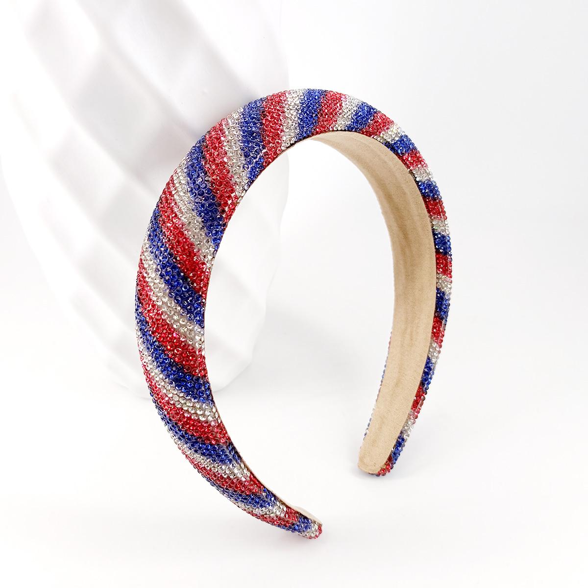 

Широкий Женский Девичий Звездный Флаг Губка Стразы Мягкая Повязка на Голову Пластиковый Ободок День Независимости Взрослые Аксессуары для Волос