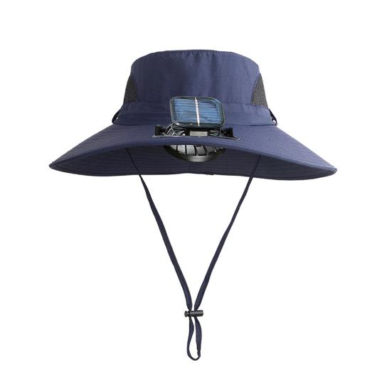 

Кепка с солнечной батареей и аккумулятором 800 мАч, зарядка через USB, солнечная, для рыбалки на открытом воздухе, с водонепроницаемым покрытием, сетчатый дизайн, детская солнцезащитная кепка темно-синий