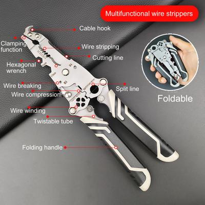 1/2Pcs 18-in-1 Wire Stripper Tool Foldable Professional Wire Stripper with Twister/Crimping Function