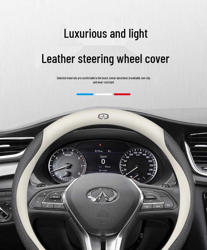 Kryt volantu z pravé kůže pro Infiniti: Pasuje na QX50, QX60, QX80, Q50, Q70L, Q50L, FX3 - Všechna roční období