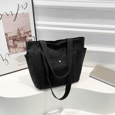 Canvas Bag Women's Tote Bag Shoulder Bag College Student Versatile Handbag Large Capacity Make-up Bag Multi-pocket