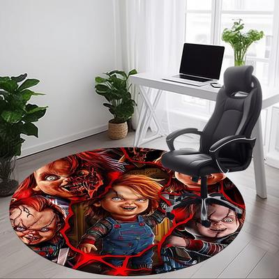 1pc Chucky Horror Doll Chair Carpet for Office Non Slip, Machine Washable Rug for Office, Room Holiday Decor for Christmas, Birthday Polyester
