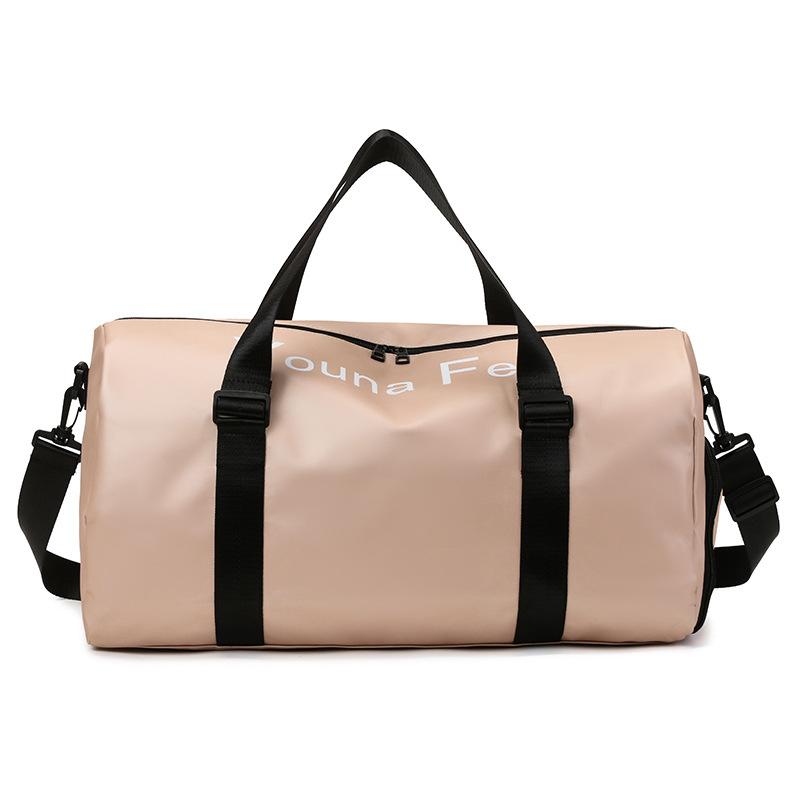

Short trip storage bag Portable mountaineering bag Clothes storage bag Sports fitness bag Oblique span hiking bag Travel bag рожевий колір золота