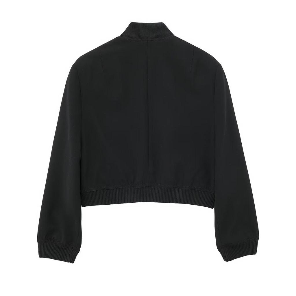 Summer 2024 Women's European-American Style Bomber Jacket with Large Pockets
