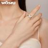 WOSTU Real 925 Sterling Silver Rainbow Crystal Butterfly Band Rings For Women Cute Insect Delicate Party Jewelry Gift