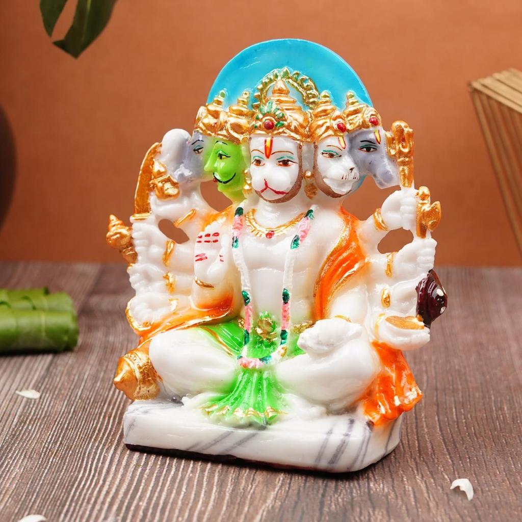 Panchmukhi Hanuman Ji Murti | Statue for Home Decor, Gifting, Protection from Evil Eye, 15.2 (Multi), Religious