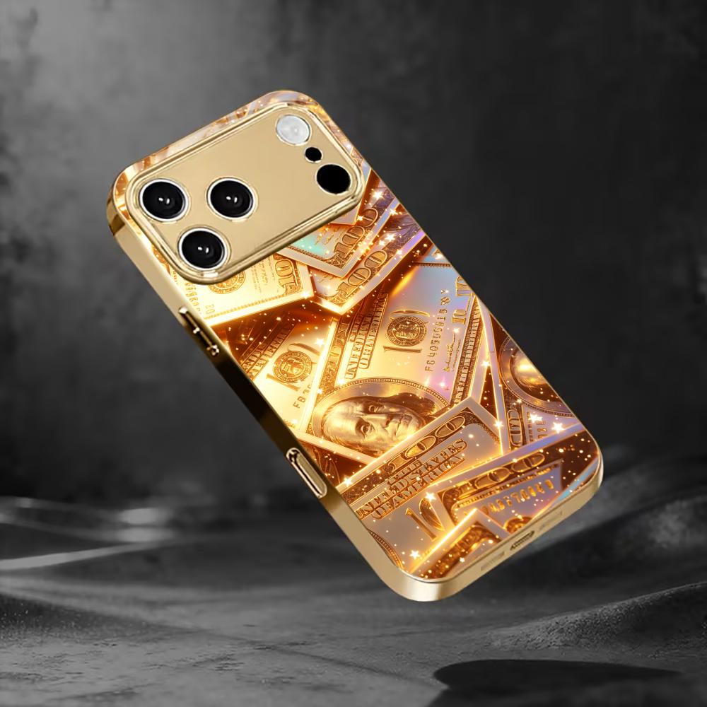 Goldmünze Banknote Reichtum Handyhülle für funda iphone für iPhone 17 Pro Max Hülle Glas für iPhone 17 16 15 14 13 12pm Pro Plus