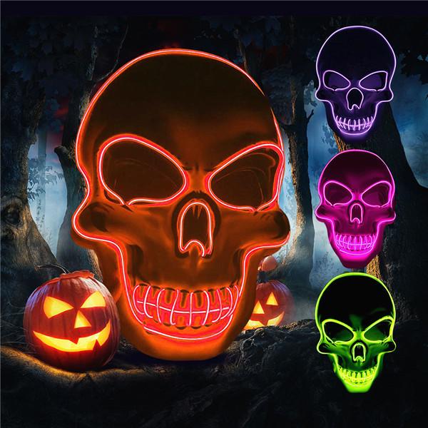 Halloween Skeleton LED Mask Glow Scary EL-Wire Mask Light Up Cosplay ...