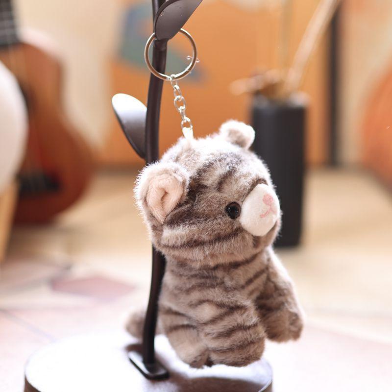 

Cute Cat Plush Toy With Pp Cotton Filling For Backpack Charm And Collectible Gray Stripes