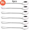 Hi 6pc Stainless Steel Long Handle Spoon Latte Glass Ice Cream Sundae Coffee Spoons