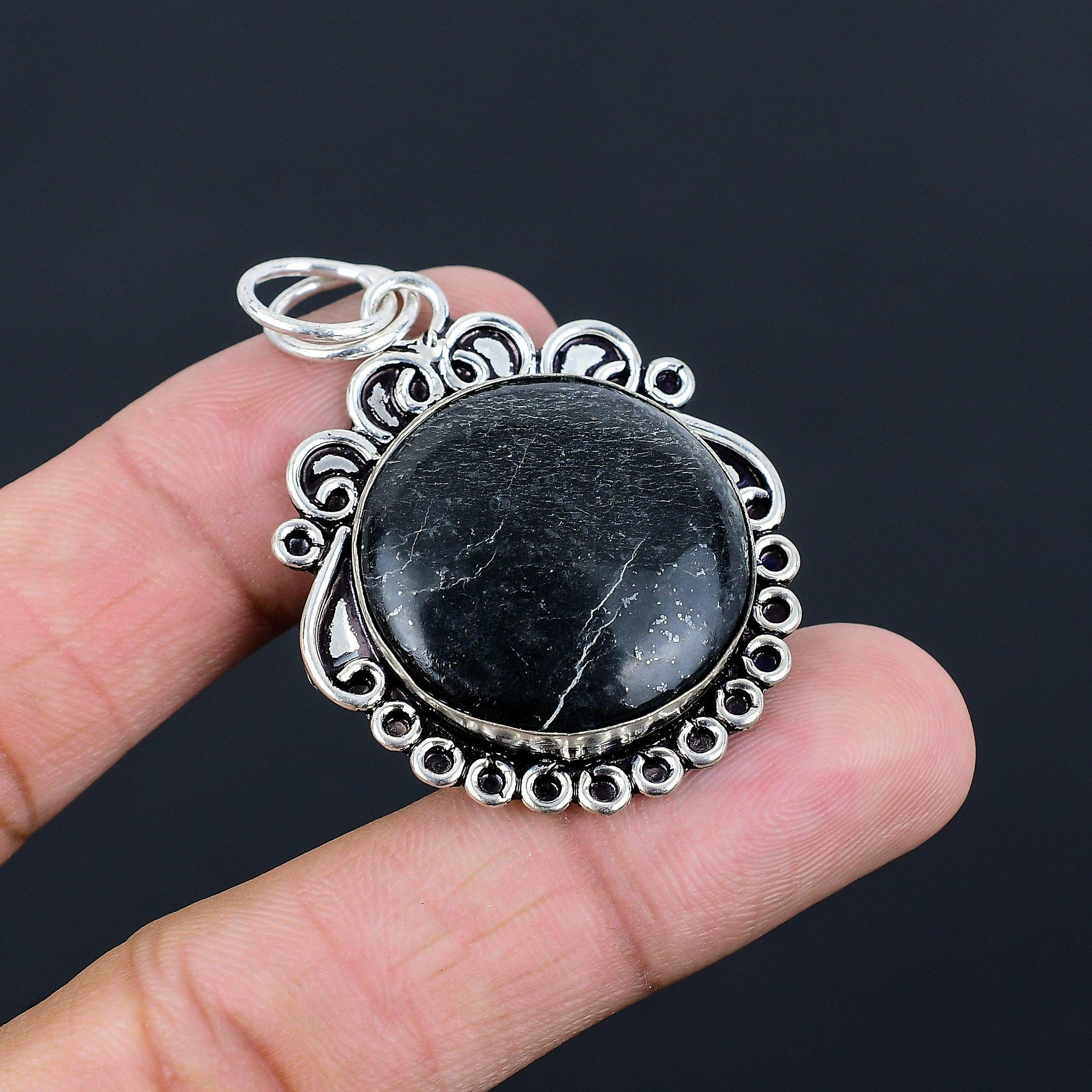 Sterling Silver Natural Chrysanthemum Engagement Artisan Bezel Pendant Jewelry