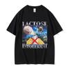 Lactose Intolerant Funny Cat Meme Graphic Tee Shirt Men's Vintage Fashion Cotton Clothing Short Sleeve T-Shirts Streetwear Top