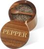 Bamboo Salt Cellar, 2 PCS Salt Container with Built-in Spoon, Salt Box Bowl with Magnetic Swivel Lid, Elegant Kitchen Salt Holder Saver Jar To Storage