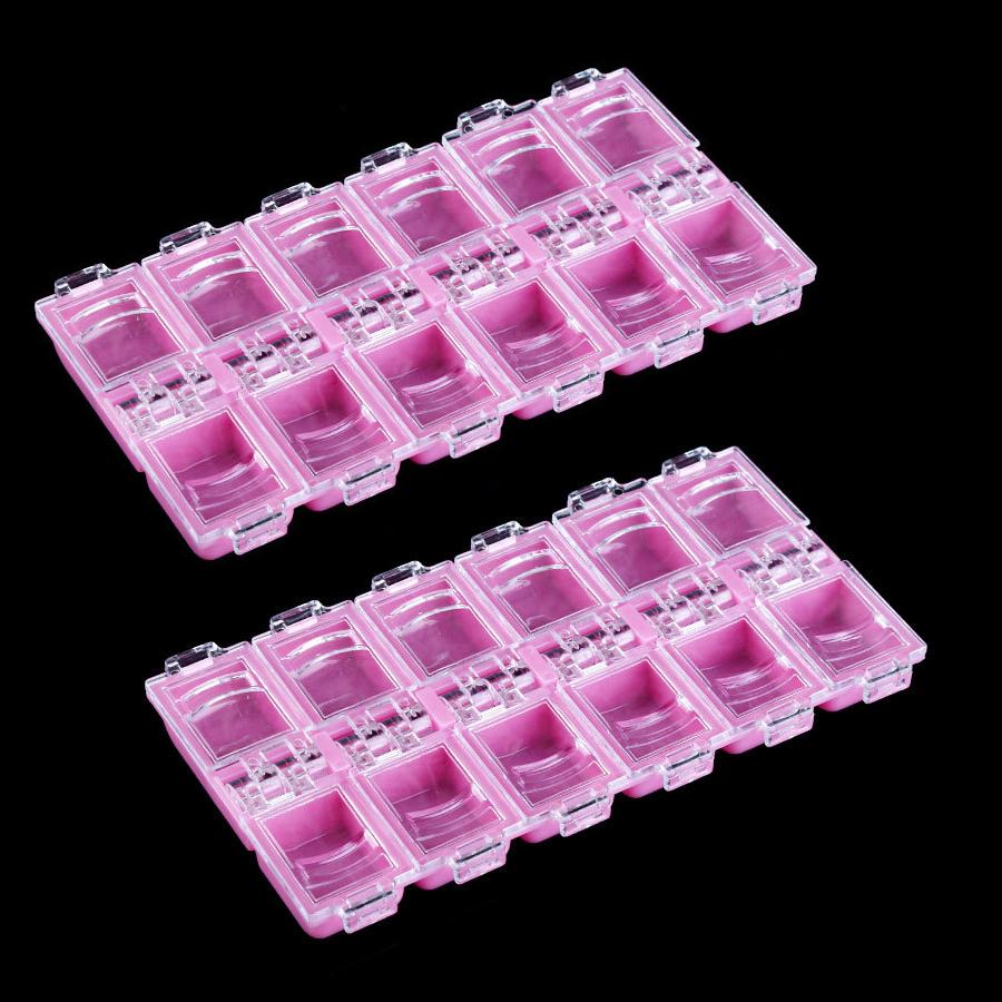 2 Stück 12 Fächer Nail Art Aufbewahrungsbox, Strasssteine Organizer, Einzelne Fächer Schmuckbox für Nagelanhänger Trockenblumen Nagelwerkzeuge