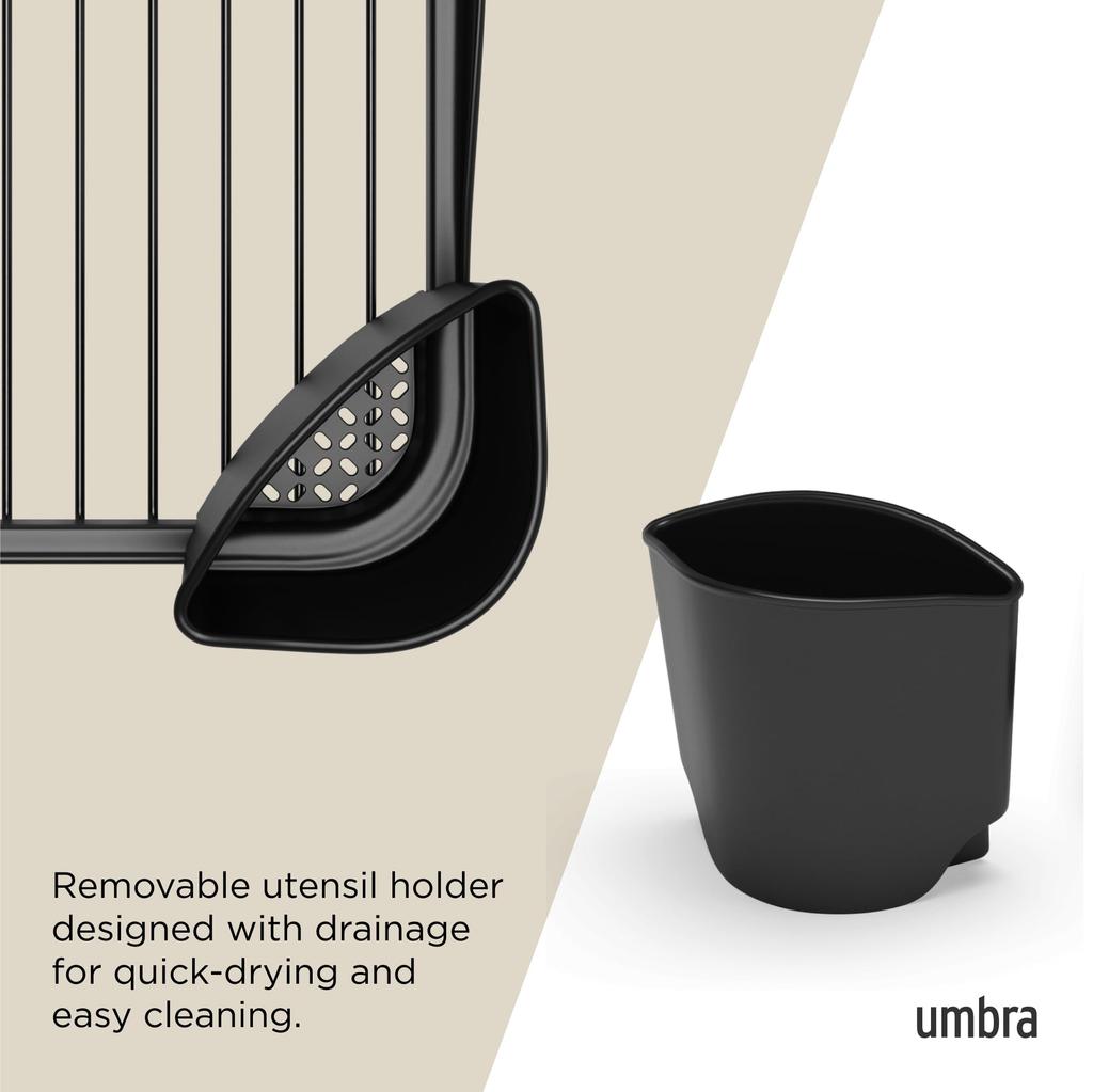 Official Umbra In-Sink Dish Drainer, Black, W36 x D28 x H16cm