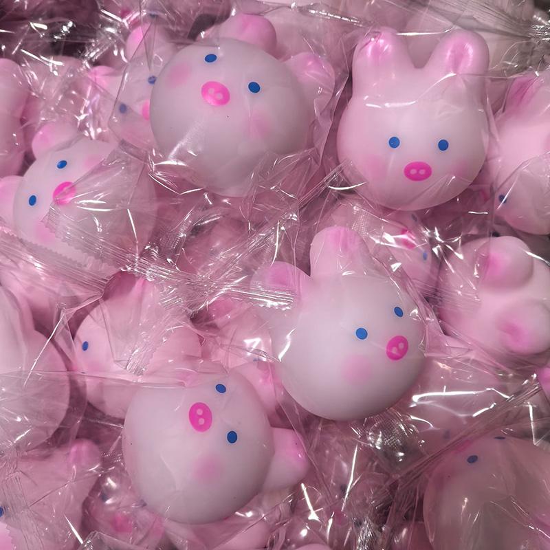 Cute Pink Pig Purple Rabbit Squishy Fidget Toys Animal Stress Balls Soft Decompression Sensory Squeeze Toy For Office Classroom