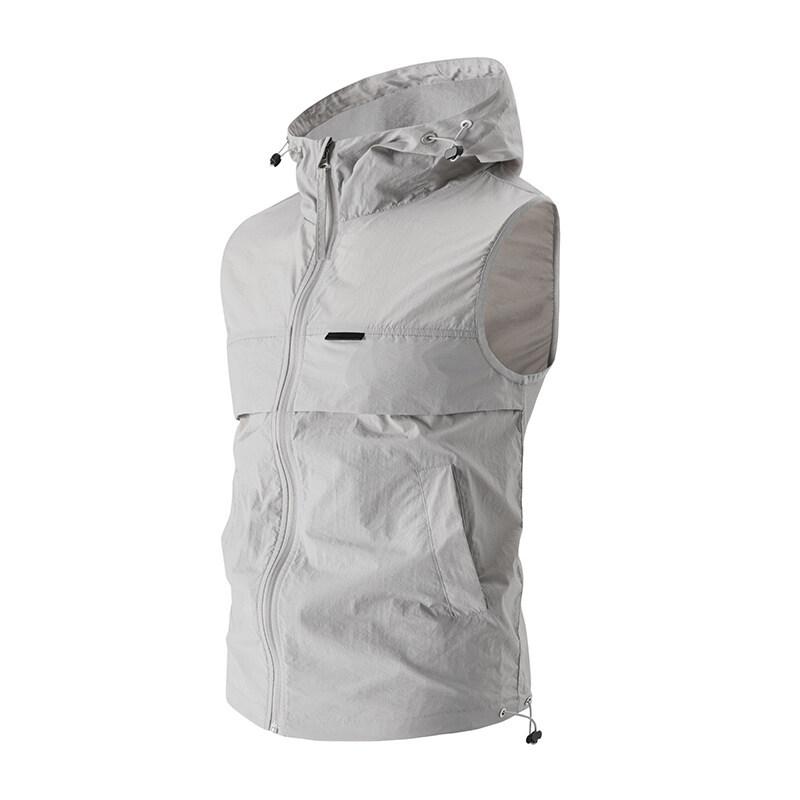 Мужская летняя безрукавка с капюшоном, защита от солнца, свободный крой, дышащая безрукавка XS