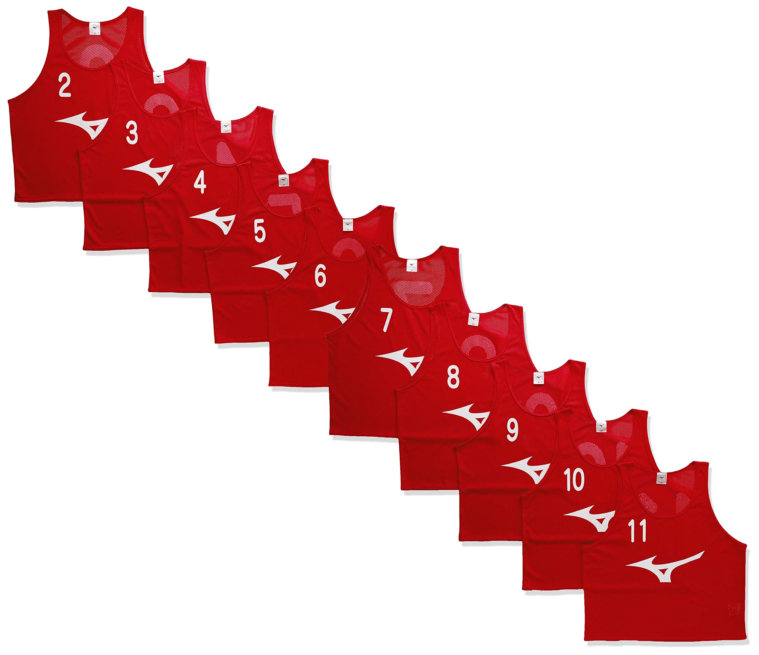 

Mizuno Training Bibs for Practice and Club Junior Size Chinese Junior Free Size (10-Piece Set), Numbered, Activities, 32MH9111, Red,