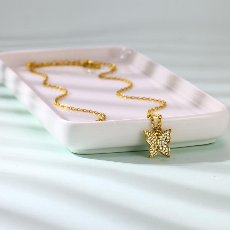 Wind New Tree of Life Butterfly Pendant Titanium Steel Necklace Women's Niche Versatile Clavicle Chain