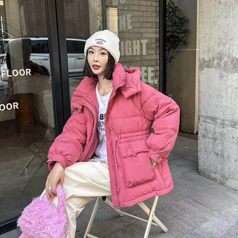 Womens Mid-Length Puffer Jacket Thick Warm Down Coat Slim Fit With Pockets Winter