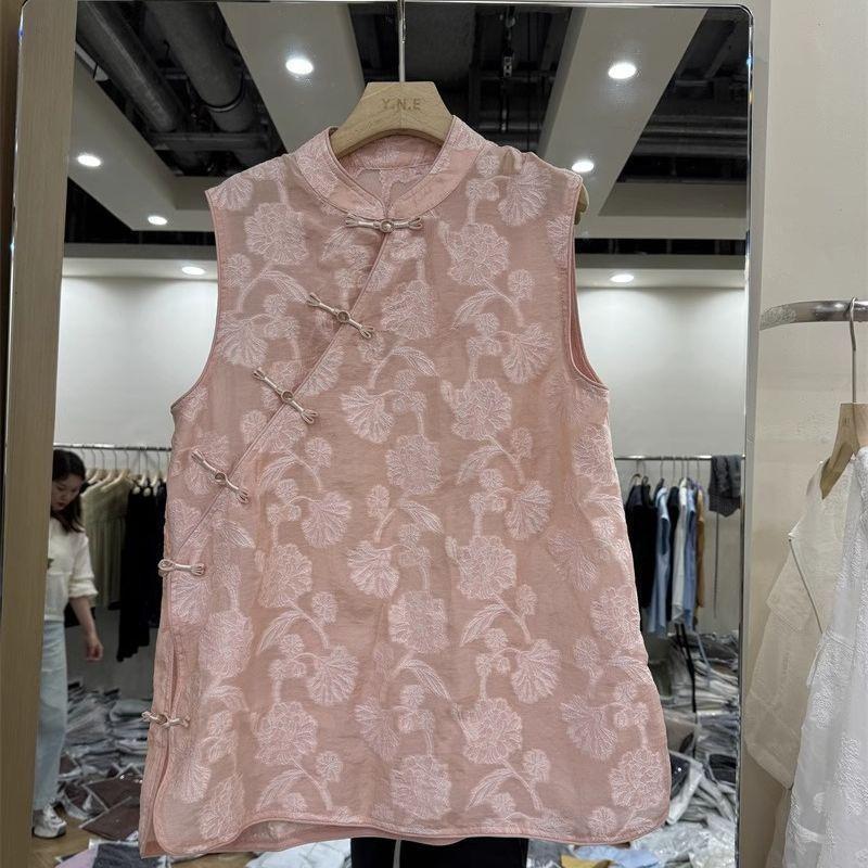 

Premium top women s top women s vest shirt 2025 summer new dark pattern jacquard 3XL [recommended 138-75 kg] розовый