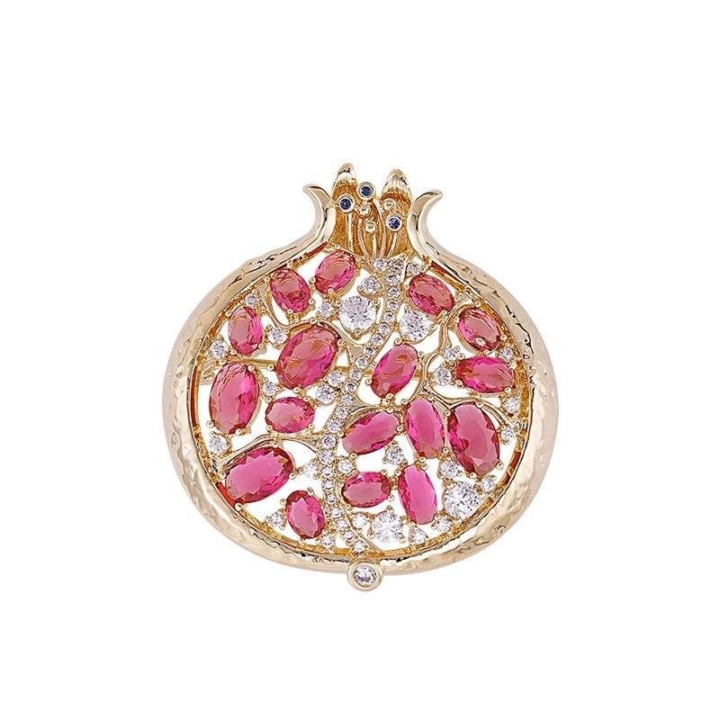 "Many Children, Many Blessings" Brooch, High-end Women's Creative Red Pomegranate Corsage, Niche Design Sense Brooch