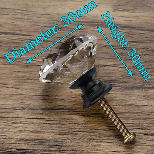 KAK 30mm Diamond Shape Design Crystal Glass Knobs Cupboard Pulls Drawer Knobs Kitchen Cabinet Handles Furniture Handle Hardware