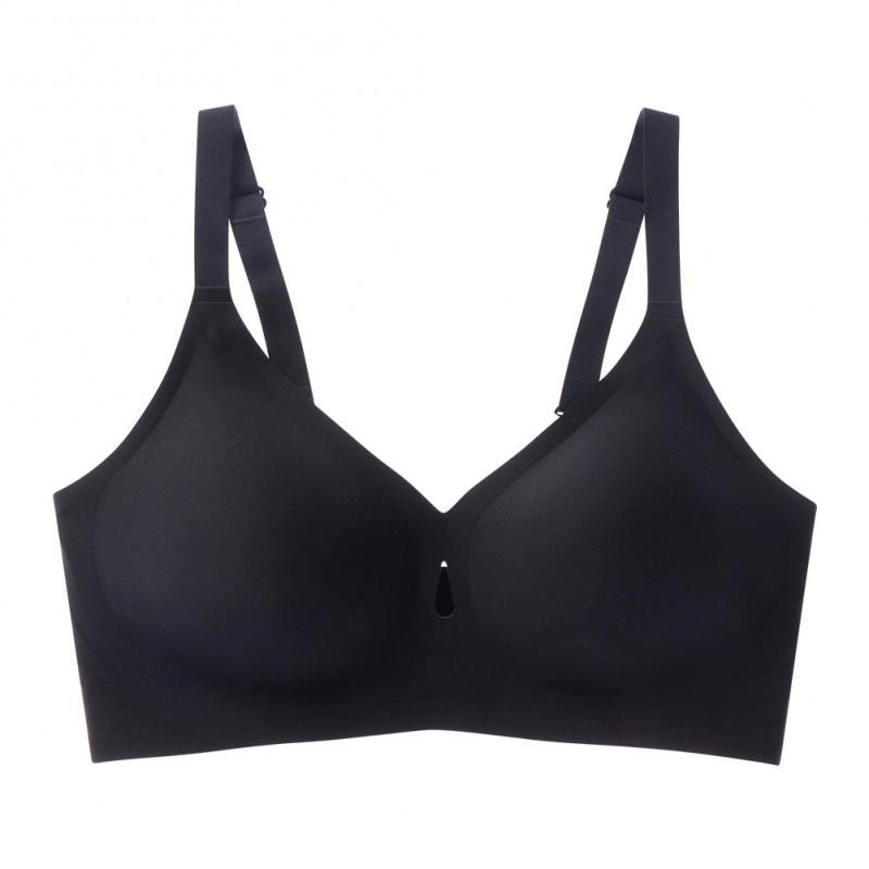 Womens Plus Size V-Neck Seamless U-Back Bra With Jelly Strap Full Cup Support Soft Padding Adjustable Detachable Straps