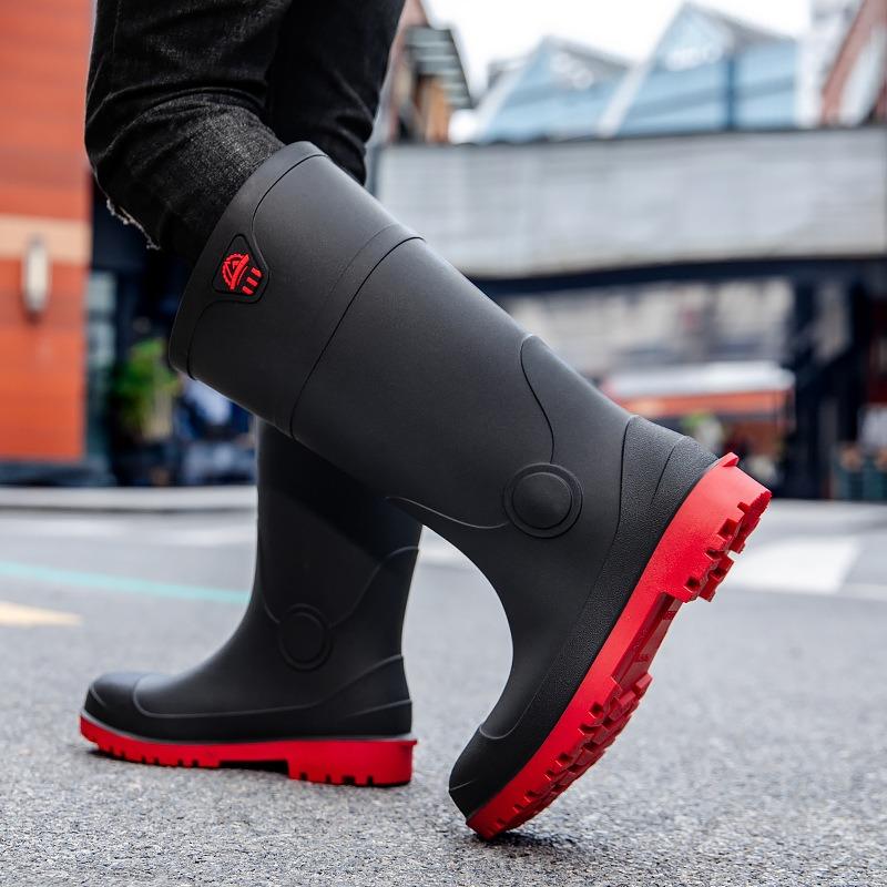 Kuangjia steel head steel sole anti-smashing rain shoes men's high water boots industrial water shoes labor insurance anti-skid construction site