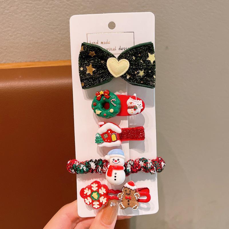2025 Children's Christmas Hair Clips Set: Santa, Tree & Reindeer (5-Piece)