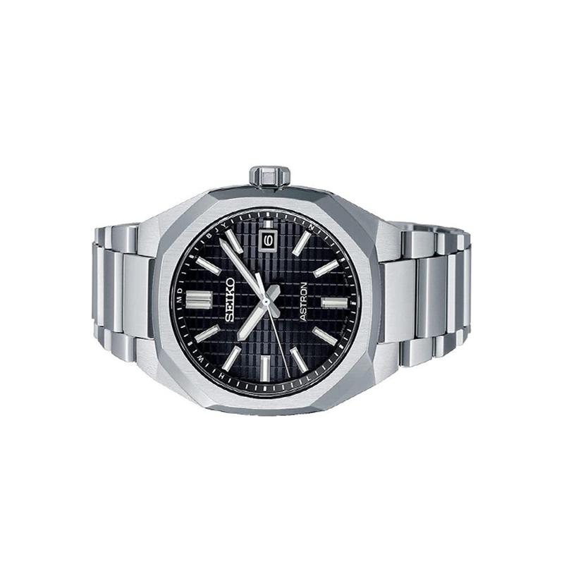 SEIKO 100m waterproof, fashionable and simple, solar Quartz, titanium strap, , men's watch, black dial SBXY063
