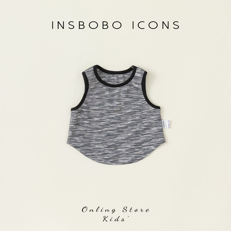 Insbobo Girls  Short-Sleeved T-Shirt 2026 Summer New Style Vest Korean Style Kidsren s Thin Sleeveless Top Trendy Black 80