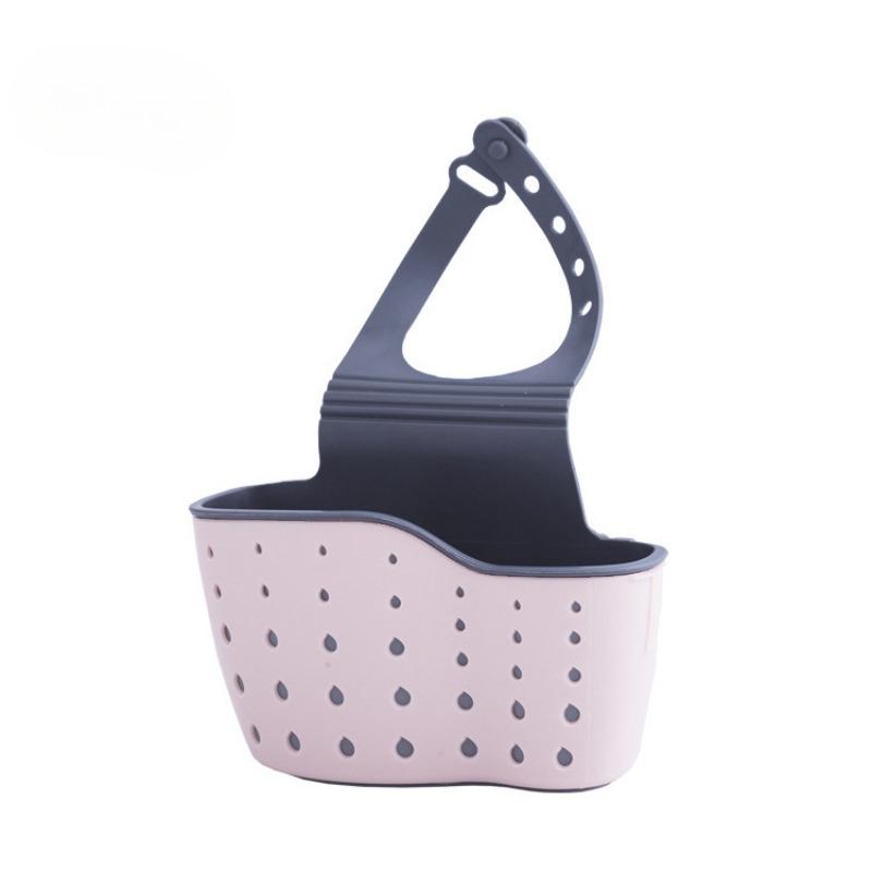 Adjustable Button-type Sink Draining Hanging Bag Kitchen Faucet Sponge Double-layer Draining Hanging Basket