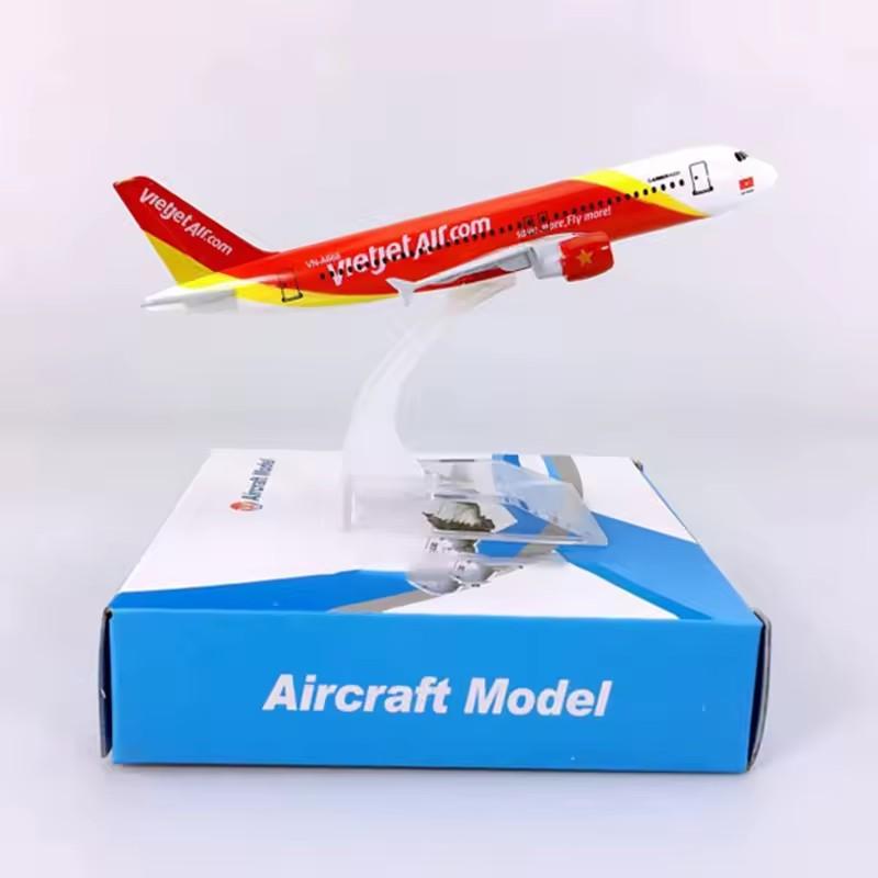דגם מטוס 1/400 16 ס"מ עבור A320 Vietjet Airlines מטוס מסגסוגת עם תושבת קישוט דגם מתכת מסגסוגת