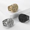 European and American Literary and Retro Saint Benedict Exorcist Titanium Steel Ring Men's Niche Trend Hand Jewelry