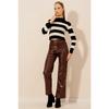 Women's High Waist Leather Trousers