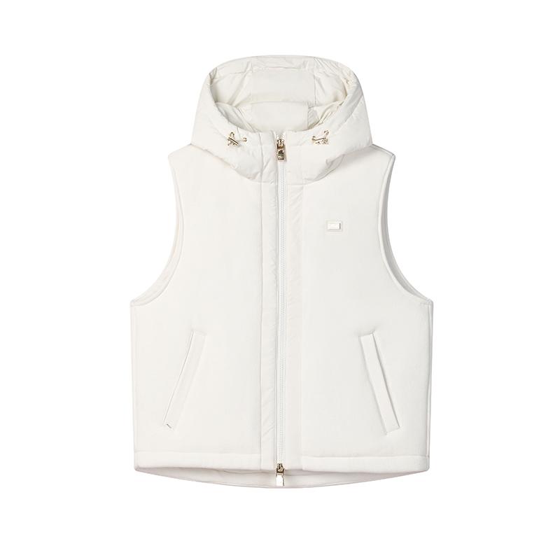 Fila Milano Series Warm Comfortable Versatile Casual Vest Women Vest Ceramic-White F11W515901FIV