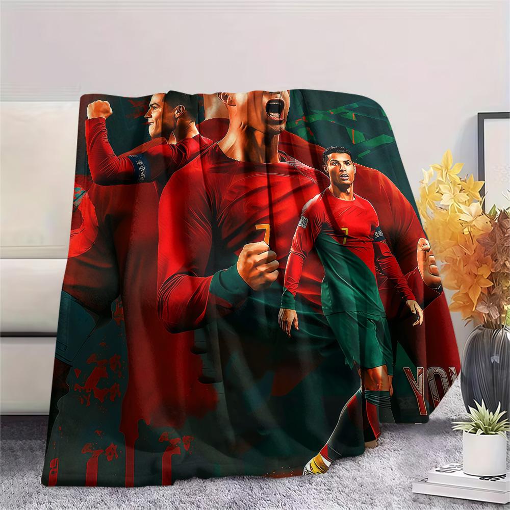 1PC Custom Name CR7 Patterned Flannel Blanket Suitable For All Seasons for Home Decor Warmth and Comfort Gifts Holiday Present -HE117