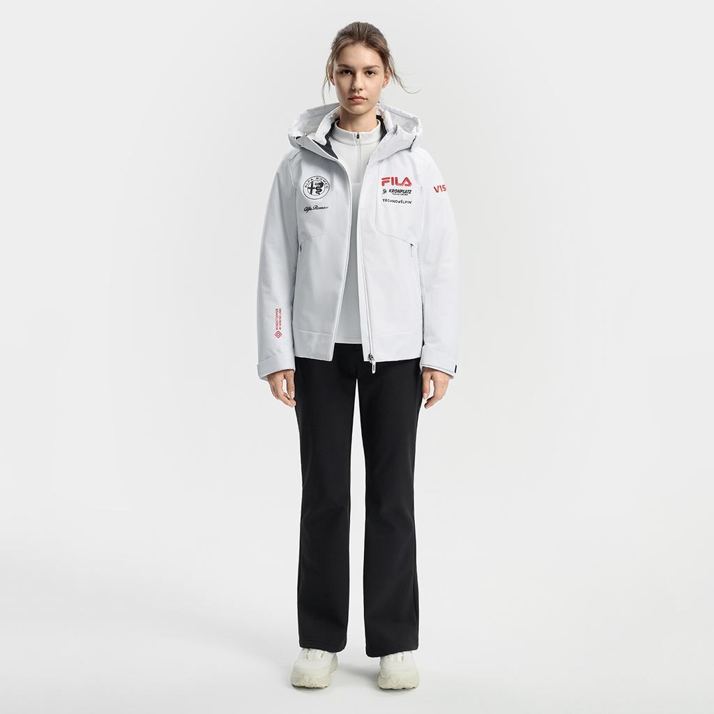 Fila Ski Series Classic Minimalist Casual Sports Versatile Warm Protective Hooded Down Jacket Women Outerwear Jade-White A11W546908FWT