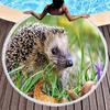 Cute Hedgehog Print Round Beach Towel, Absorbent Quick Dry Soft Sand Free Towel for Bathroom Pool Surf Travel Outdoor Meditation