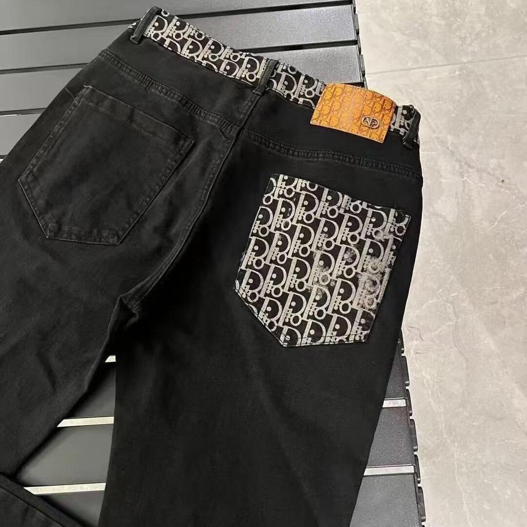 Internet Celebrity Black High-end European and American Trendy Jeans Men's Slim-fitting Small Straight Elastic Casual Trendy Trousers